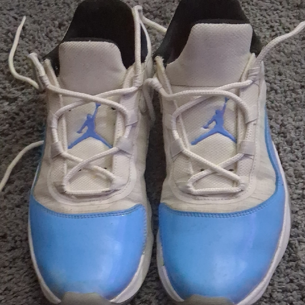 Jordan Blue and White Athletic Shoes with Jumpman Logo